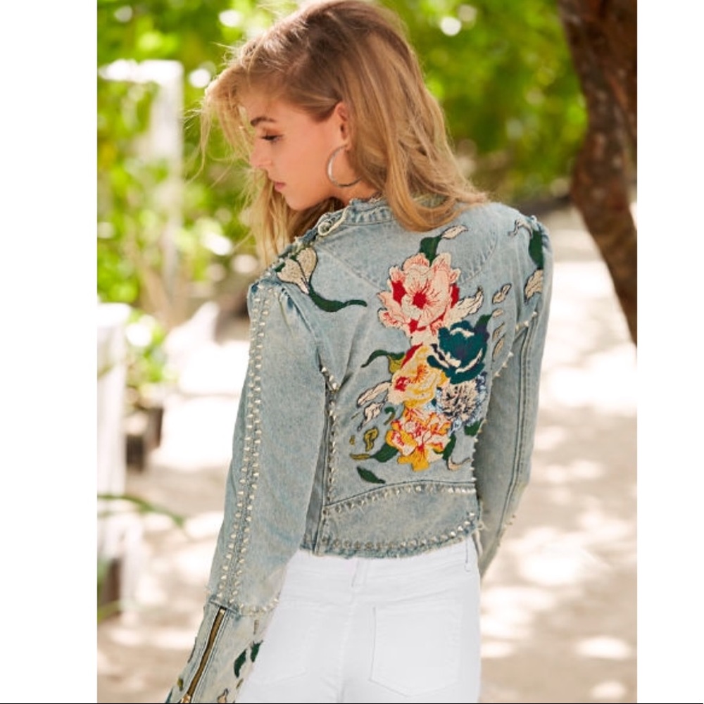 Blanknyc embroidered and studded denim jacket - Picture 3 of 4